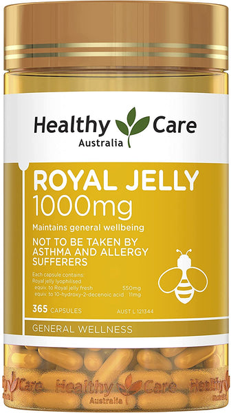 Healthy Care Royal Jelly 1000 365 Capsules Supplements Made in Australia