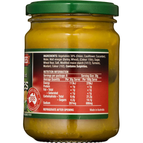 Three Three Sweet Mustard Pickles 250g